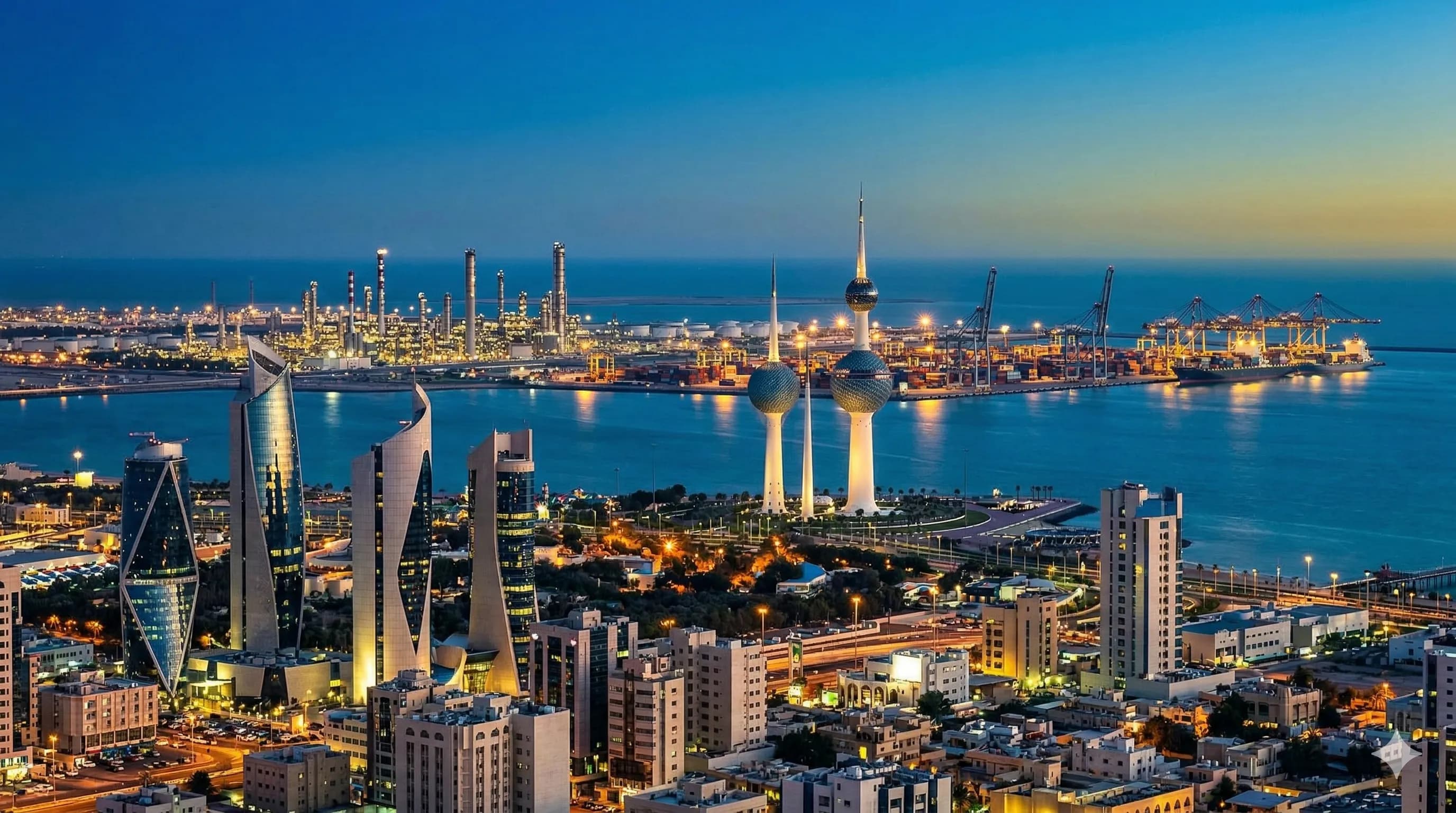 Gulf skyline with industrial facilities